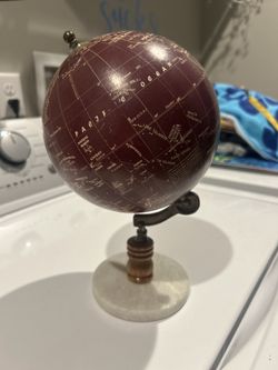 Rotating World Globe Marble Base 10” Tall