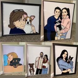 Glass Paintings Family, Friends, Pets, Anime & Cartoon Portraits Available LOCATED IN COVINA