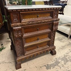 antique Italian Renaissance Revival bedside chest - 30” x 23” x 35” -l