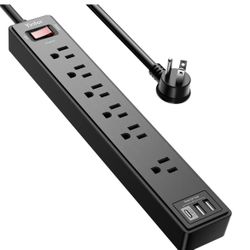 6Ft Power Strip Surge Protector - Yintar Extension Cord with 6 AC Outlets and 3 USB Ports for for Home, Office, Dorm Essentials, 1680 Joules, ETL List