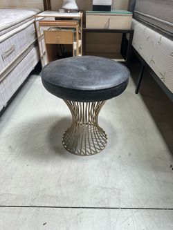 Round Stool with Gold Wire Base