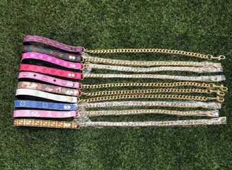 Designer Print Dog Leashes with Gold Chain