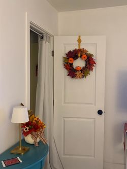 Fall Harvest Wreath with Pumpkins and Leaves