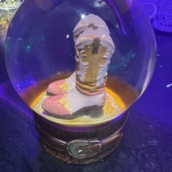  Beautiful Glass Glitter Globe with Boots $10