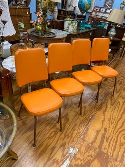 Set of 4 Orange Mid Century Kitchenette Chairs