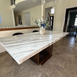 Modern Marble and Rose Gold Dining Table By V.S.D Furniture