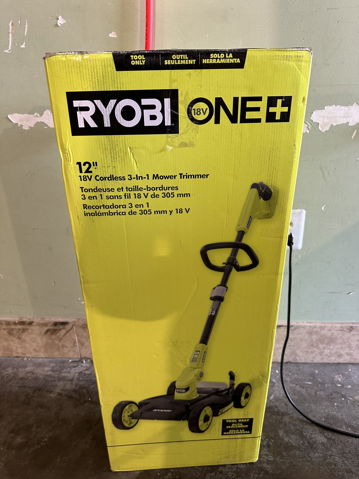 RYOBI ONE+ 18V 12 in. Cordless Battery 3-in-1 Mower, String Trimmer, and Edger (Tool Only)