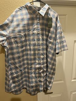 New Men’s Mutual Weave 4XLT Blue Plaid Shirt 