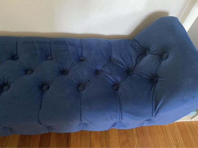 Tufted Blue Ottoman Chair 