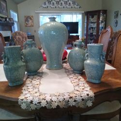 5 Vase Antique Ligth Green