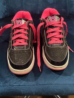 Heelys Pop Strike Kids Roller Shoes Black Pink Glitter