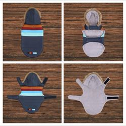 XXL Dog Puffer Jacket In Retro Navy Design 