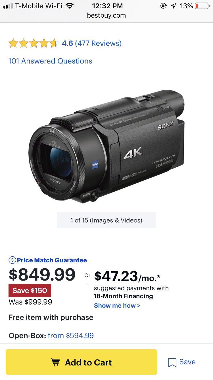 Sony Fdr-Ax53,4K HD video camera