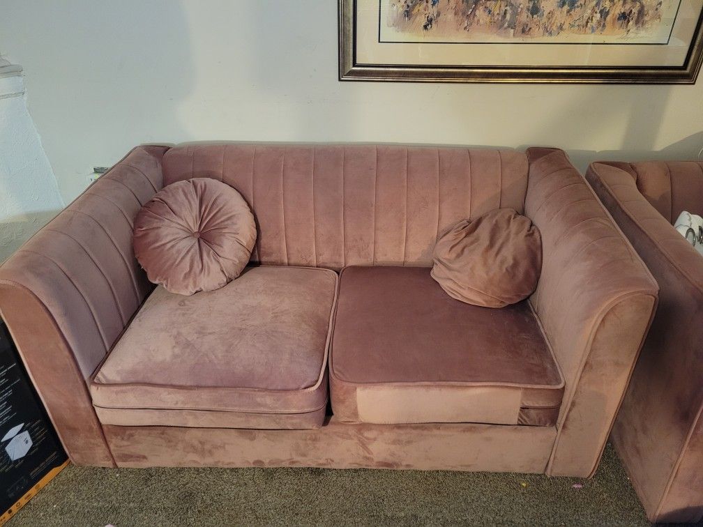 Pink Velvet Loveseats
