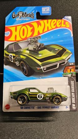 Hot Wheels Metallic Hunter Green No.6 1968 Corvette Gas Monkey Dream Garage
