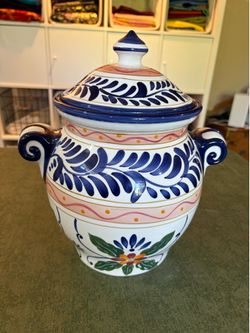 Talavera Ceramic Cookie Jar with Lid