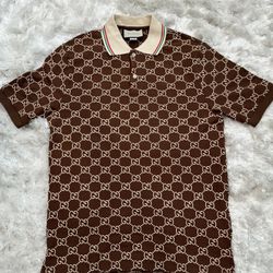 Gucci Beige & Ebony GG logo Polo Shirt - M Brand New Mens Gucci Polo Shirt 