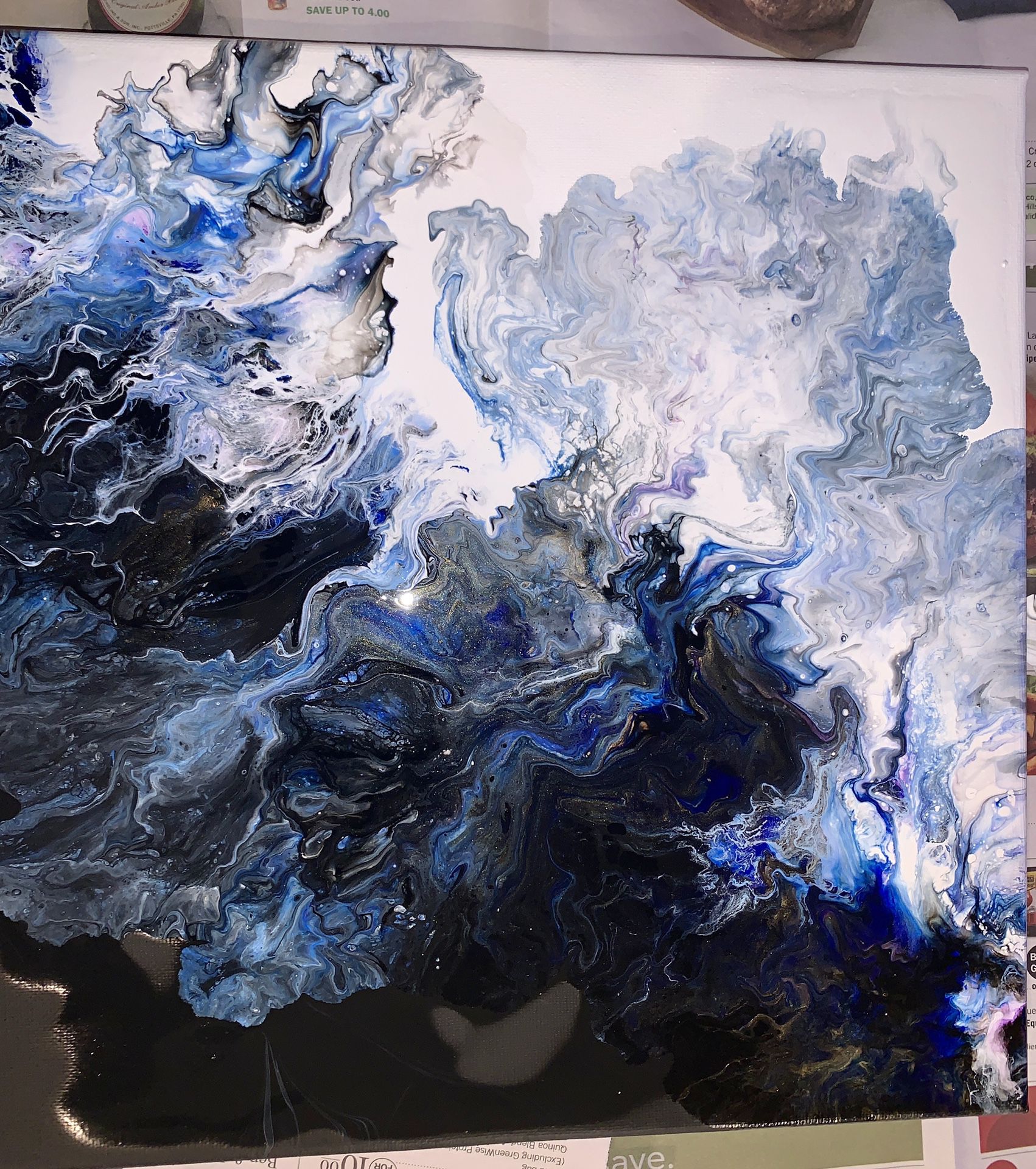 Fluid pour acrylic painting abstract