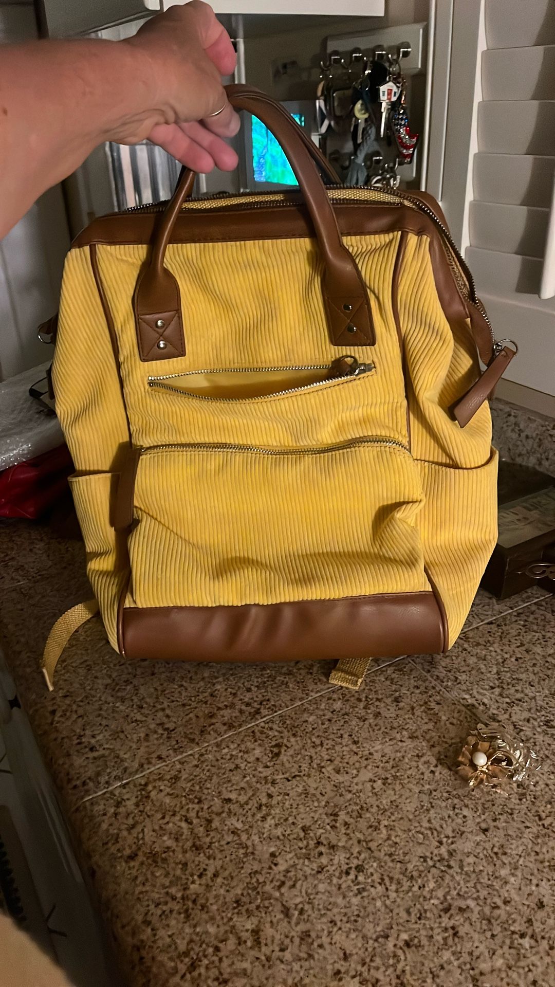 Wild fable, target, yellow corduroy, backpack purse