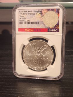 1995 Mexico 1 Onza Silver Libertad NGC MS69