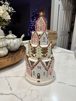Pastel Christmas Gingerbread House Decor