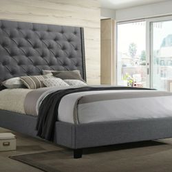 Chantilly Gray Upholstered King Bed

