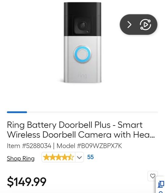 Ring Battery Doorbell Plus - Smart Wireless Doorbell Camera with Head-to-Toe HD+ Video, 2-Way Talk, Motion Detection & Alerts