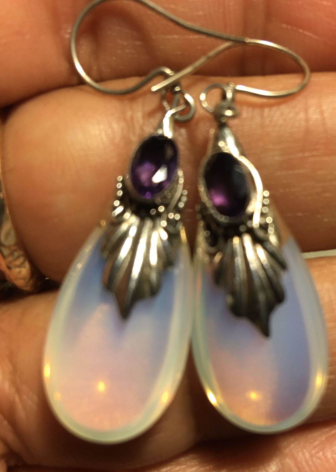 925 moonstone amethyst earrings