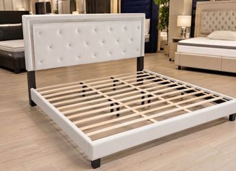 NEW King Size White Platform Bed Frame NO BOXSPRING REQUIRED