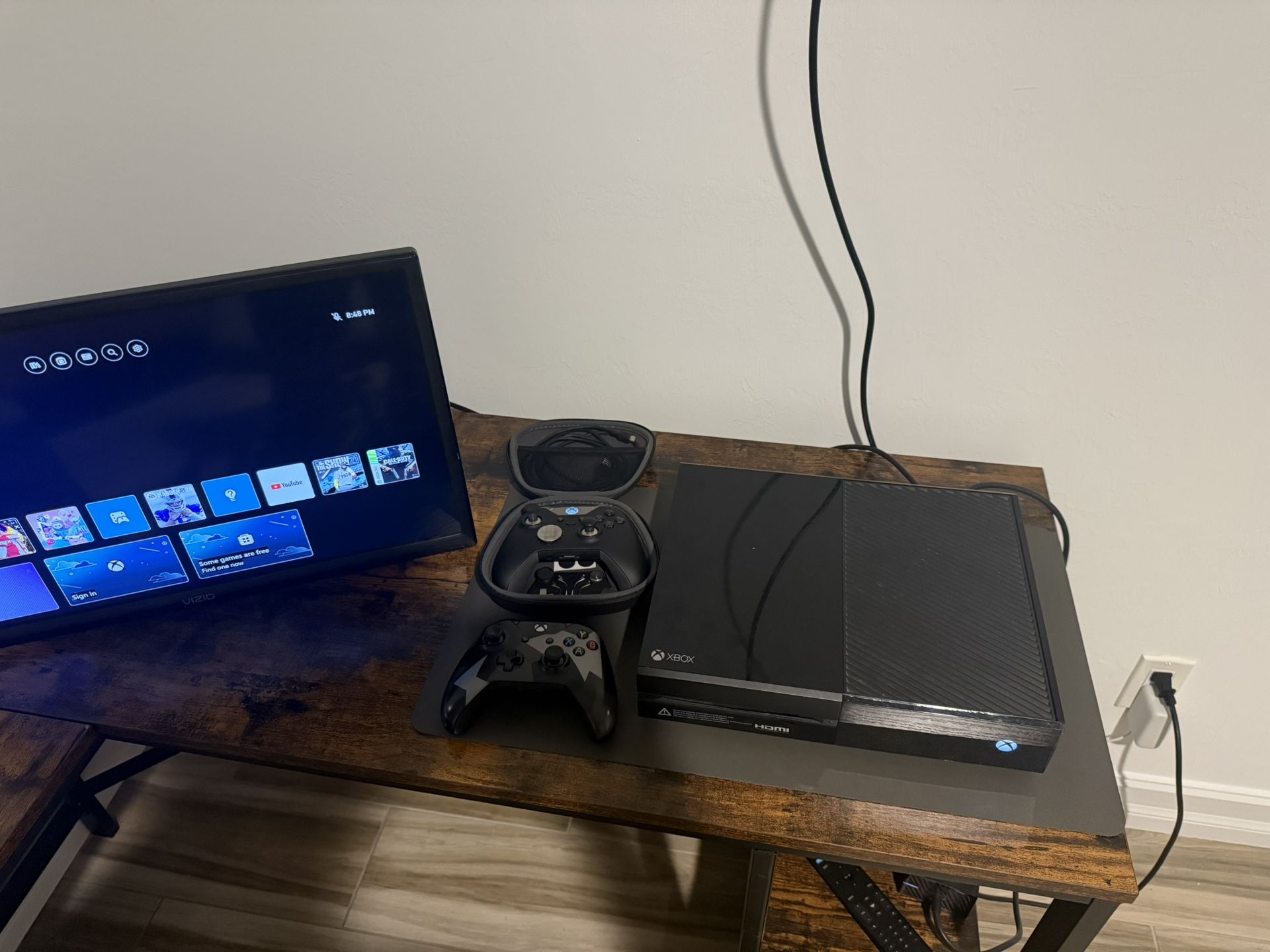 Xbox One 365GB Console w/Power & HDMI Cord, 2 Controllers, & Case