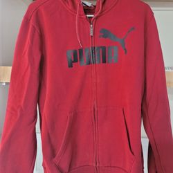 Mens Puma Red Hoodie Medium Hooded Sweatshirt Athletic Outerwear