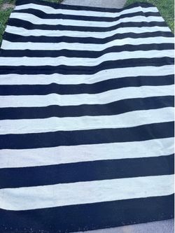 Moving Sale! 8’ x 11’ Black & White Striped wool Area Rug