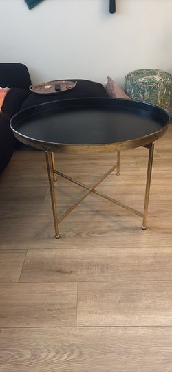 BLACK/GOLDEN RUSTIC LEGS COFFEE TABLE