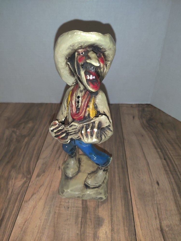 Vintage Chalkware Cowboy Tex Figurine Statue Figure