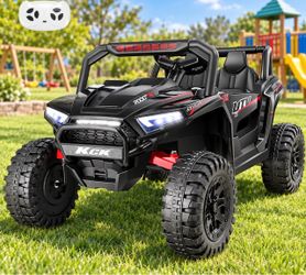 New 24 Volt Ride on Toys for Big Kids, 2 Seater Electric Car with Remote Control, Power UTV Wheels, Max 4.5mph, Side by Side Vehicle with 3 Speeds, Su