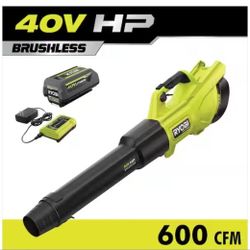 RYOBI

40V HP Brushless Whisper Series 155 MPH 600 CFM Cordless Battery Leaf Blower with 4.0 Ah Battery and Charger

