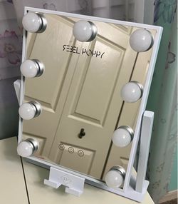 Magnifying make up mirror with different color lighting