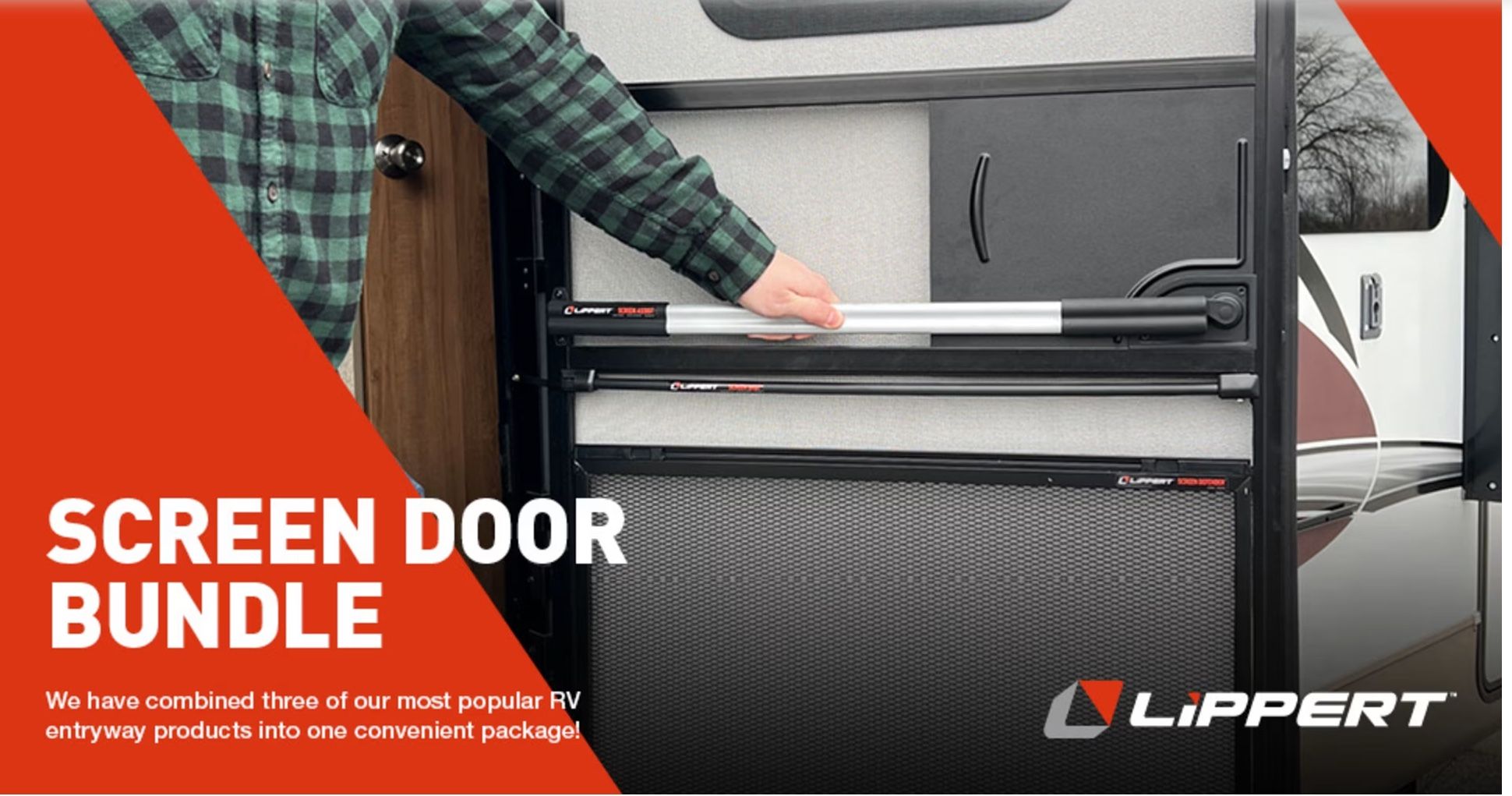 26” RV Screen Door Protector and Automatic RV Screen Door Closer Set.