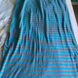 Blue And Grey Striped Long Sundress 