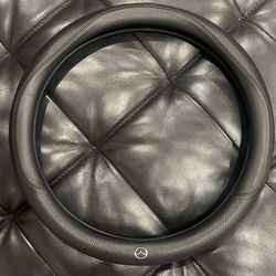 Custom-Fit for Mazda Steering Wheel Cover, Premium Leather Car Steering Wheel Cover with Logo, Non-Slip, Breathable, for Mazda Accessories