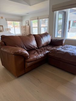 Arizona Leather couch, captain seat and ottoman