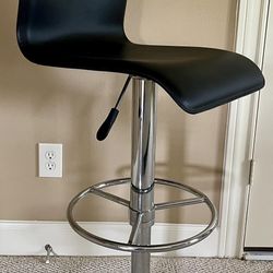 2 Black Leather Bar Stools