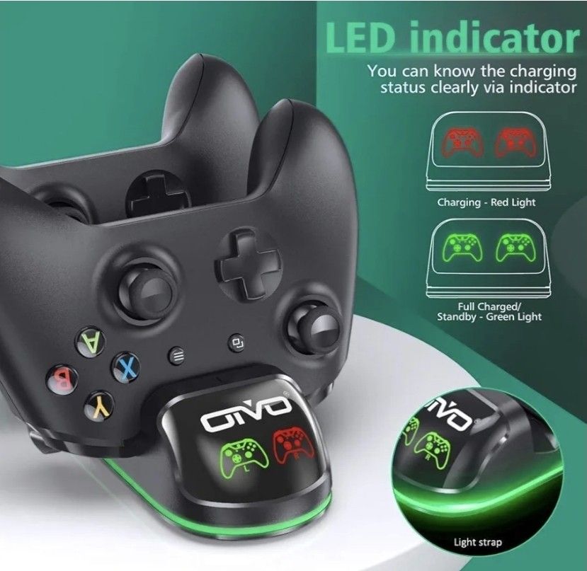 OIVO Charger with 2 Rechargeable Batteries for Xbox One/Xbox Series X/S Controller, Charging Station with 2 x 4320mWh (2x1800mAh) Rechargeable Batteri
