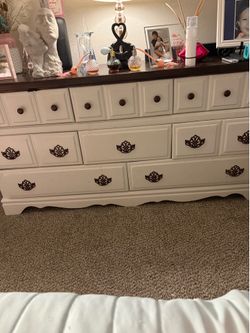 White antique style dresser, solid wood
