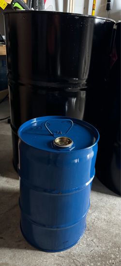 55 gallon drum and a smaller drum