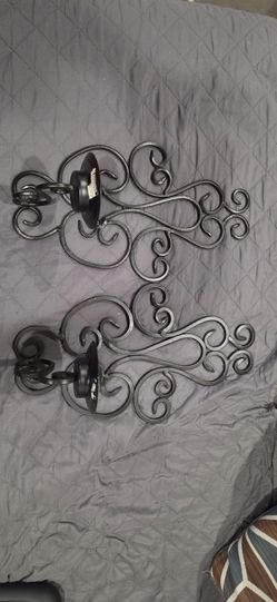 Black Wrought Iron Wall Candle Sconces Set of 2