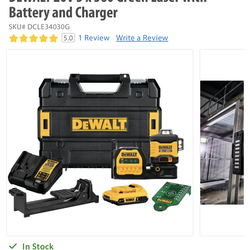 DEWALT 20V 3 x 360 Green Laser with Battery and Charger