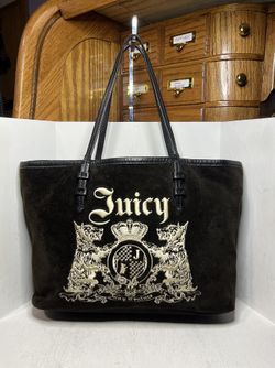 Vintage 2008 Juicy Couture Brown Velour/Leather Scottie Dog Shoulder Bag