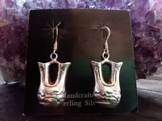Authentic southwest Sterling silver Navajo wedding vase earring