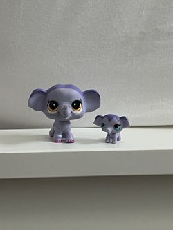 Authentic Littlest Pet Shop Elephant & Baby Elephant Figure Set